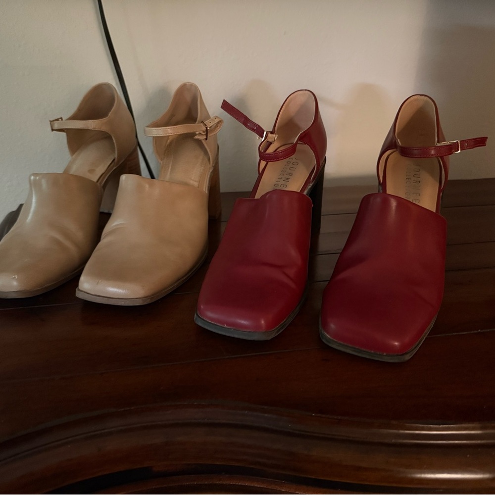 Elegant Red and Tan Women's Shoes